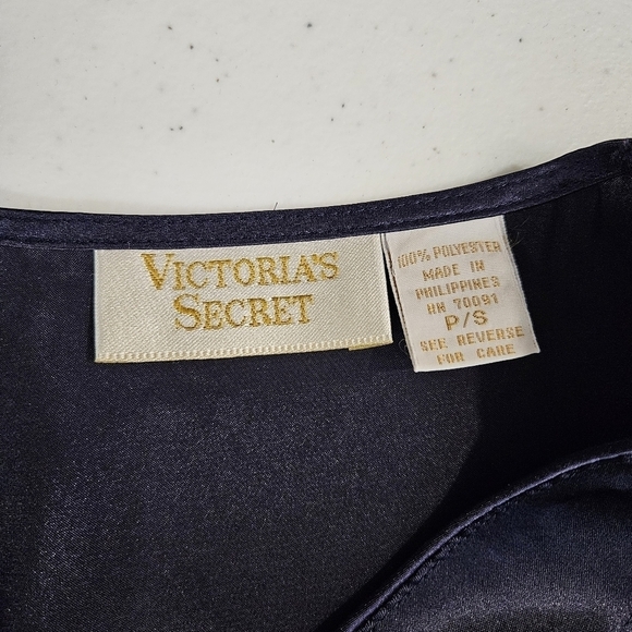 Victoria's Secret Gold Label Vintage Indigo Satin Night Shirt - Picture 5 of 6